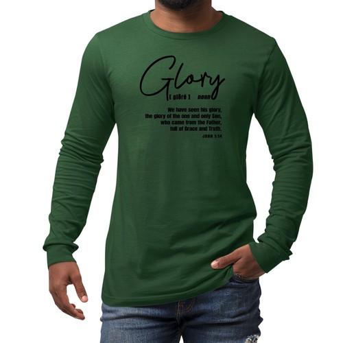 Mens Long Sleeve Graphic T-shirt Glory - Christian Inspiration - Black - Picture 60 of 60