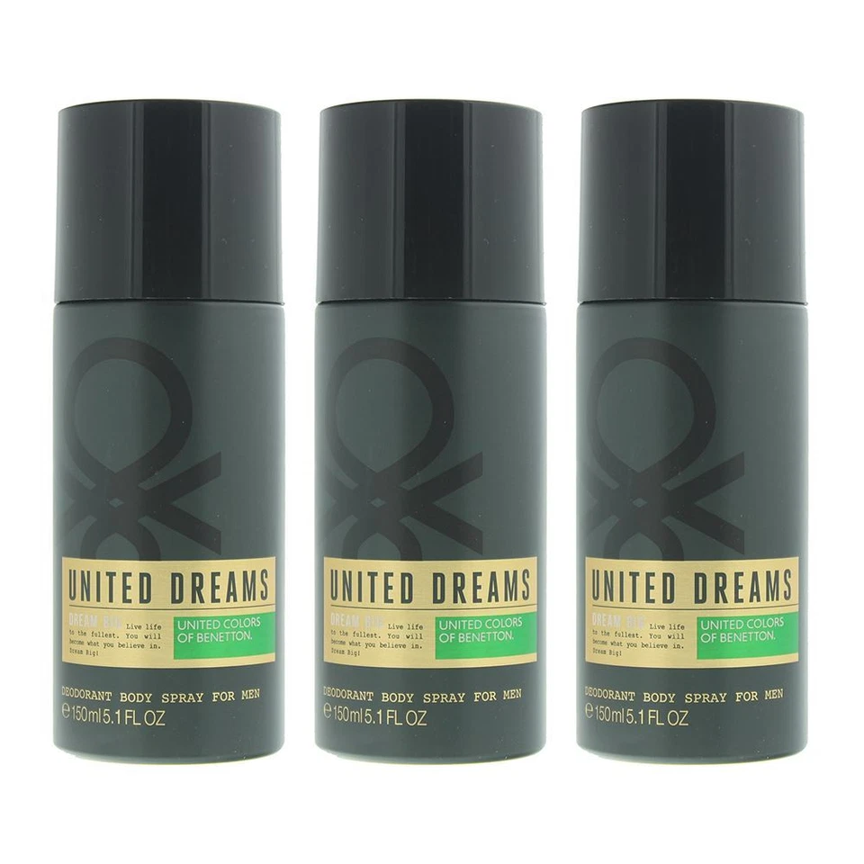 United Colors Of Benetton Dream Big Deodorant Body Spray 150ml For Men X 3