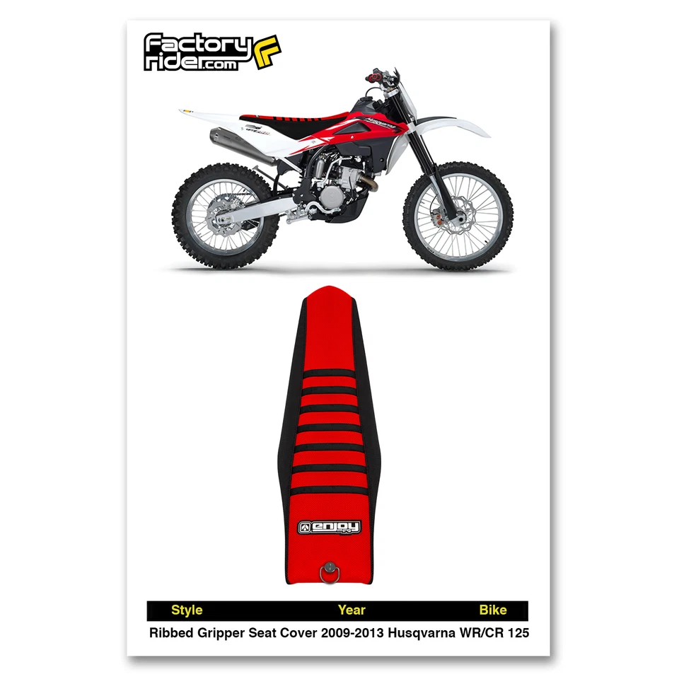Cubierta de asiento Husqvarna WR-CR 125 2009-2013 LADOS NEGROS/TEPA ROJA/COSTILLAS NEGRAS #139 Foto 2 de 4