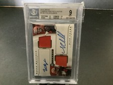 2018 PANINI Limited COMBINATION PATCH AUTOS #4 MAYFIELD/CHUBB /25 BGS 9 AUTO 10