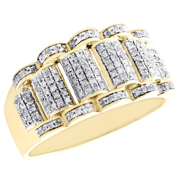 10K Gelbgold Rund Diamant JubiläUm Pinky Ring 11Mm Statement Pavé Band 1/2 CT-image