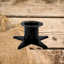 Primitive Black Iron  Star Taper Candle Holder Base