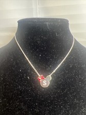 Disney Parks Minnie Mouse Icon Letter S Silver Color Necklace Child Size NEW