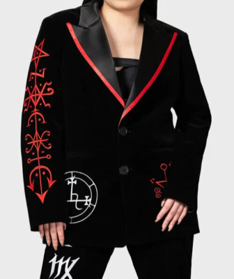 Killstar Beelzebub Jacket Black Velvet Satanic Symbol