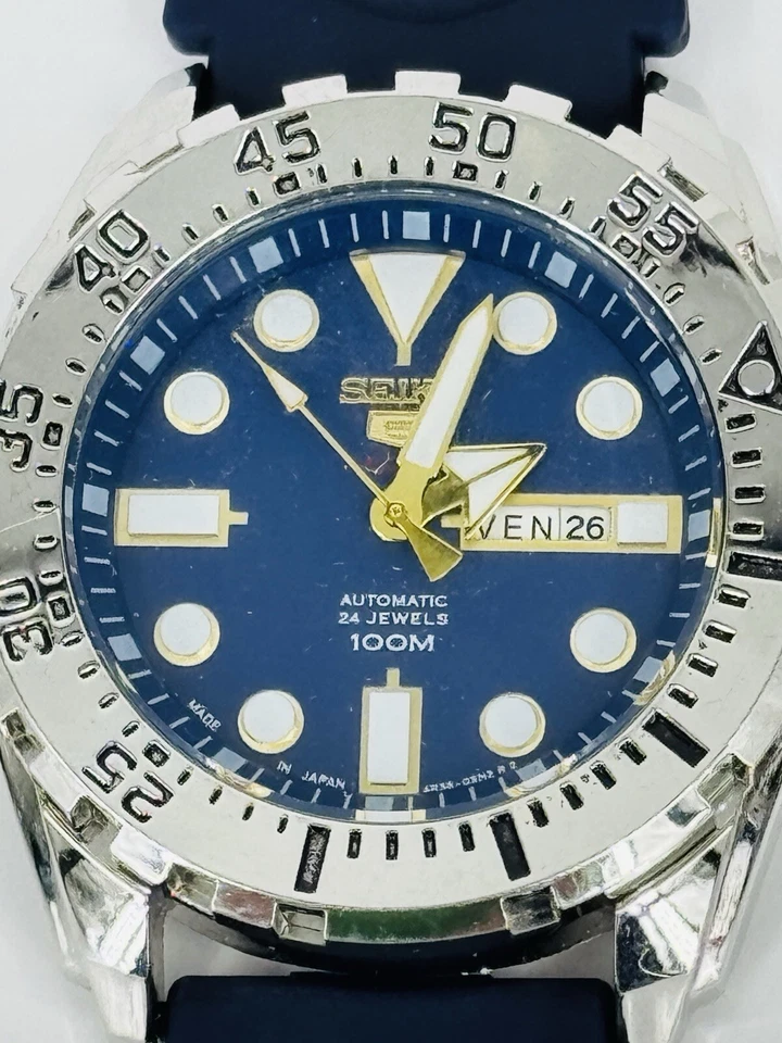 Reloj deportivo Seiko 5 automático enchapado en iones azules para hombre 4R36 - 03N2 R2 PROBADO Foto 3 de 4