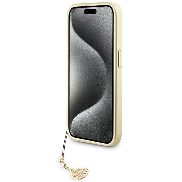 Guess Faux Leather iPhone 15 Pro Case with Gold Chain in Brown