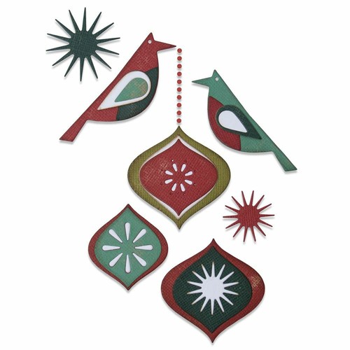 Ornamental Birds Christmas Sizzix Thinlits Metal Die Set Tim Holtz 664740 NEW! - Picture 2 of 3