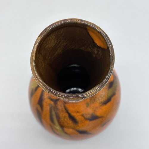 California Pottery Orange Brown Drip Glaze Small Vase With Original Label - Picture 6 of 15
