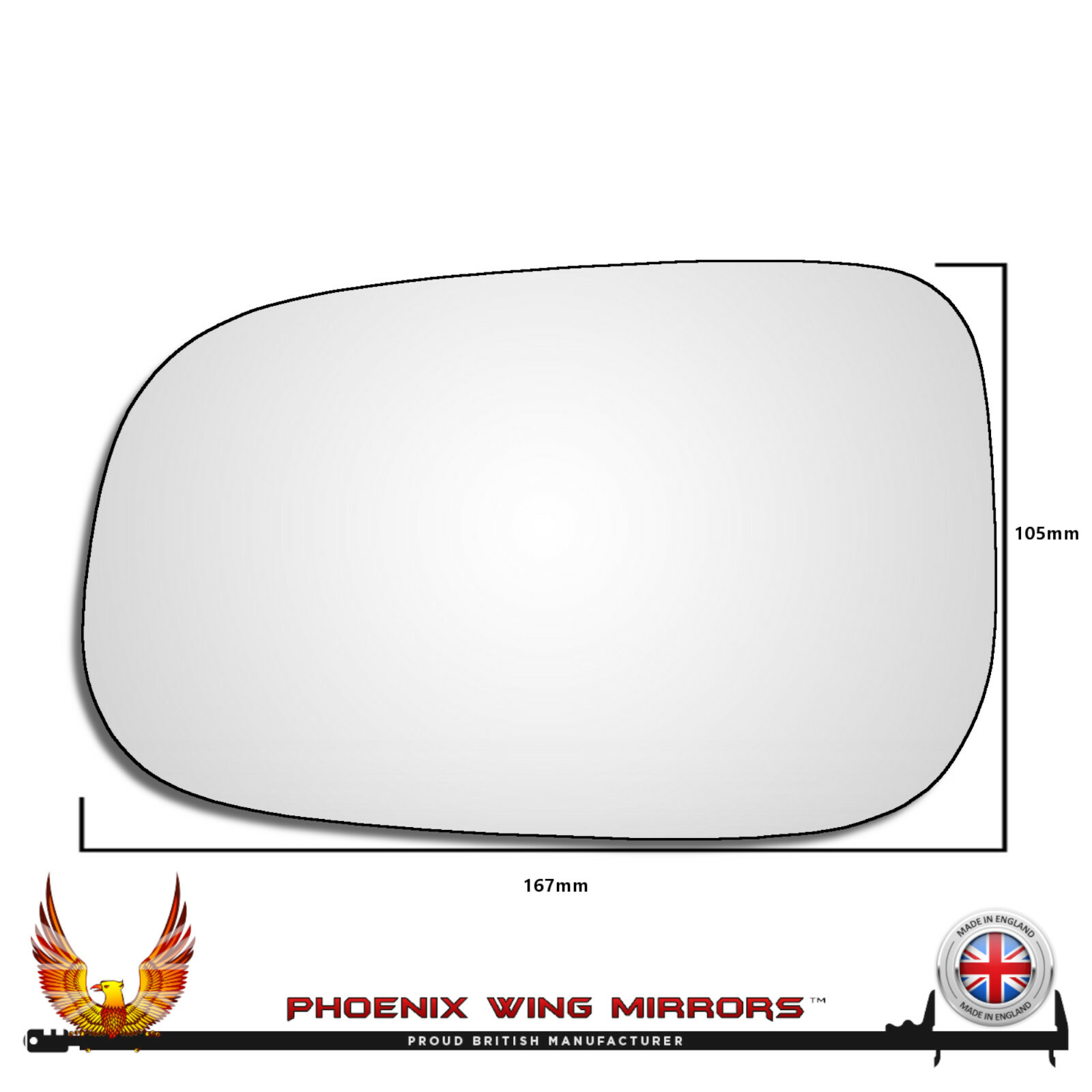 For Volvo S40 2006-2009 Convex Wing Door Mirror Glass Left Hand Passenger Side