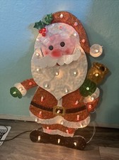 Vintage Metal Santa Claus Christmas Decorations 28  Tall Lights Up Nice