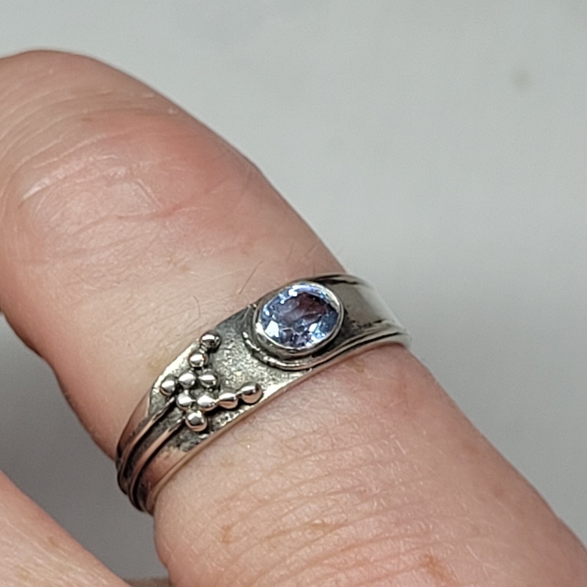 Bague Ancienne En Argent 925 Avec Topaze – Taille 56, Style Vintage Jolie