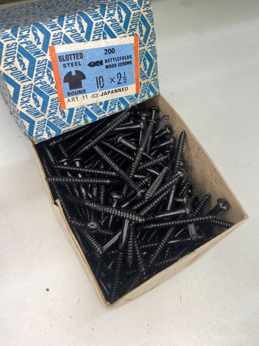 Box Black Round Screws 2 1/2" x 10 Nettlefolds GKN Japanned Slotted Full Box 200 - Picture 20 of 24