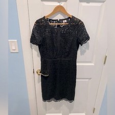 Elle Black Mock Neck Lace Dress Size 10