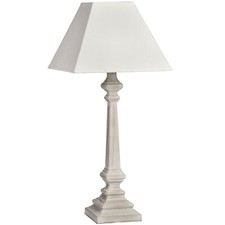 Tall Table Bedside Lamp Distressed Taupe with Square Tapered Oatmeal Shade 52cm