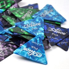 Lots of 100pcs Alice 0.71mm Medium Celluloid Triangle Guitar Picks Mixed Colors