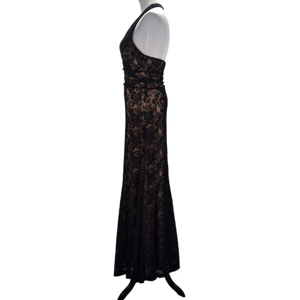 Vintage 90s Newport News Lace Overlay Formal Dress Size 10 Black Stretch Mermaid - Image 4 of 4