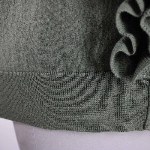 Talbots Petite Sz 1XP Green V Neck Ruffles 100% Pima Cotton Cardigan Sweater - Picture 23 of 24