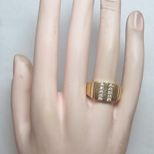 Anello uomo mignolo diamante finitura oro giallo 14 kt taglio tondo fede nuziale 0,30 CT