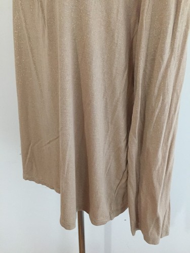 Chico's Scoop Neck Top Blouse Tan w/ Gold Metallic Fleck Size 3 - Picture 6 of 12