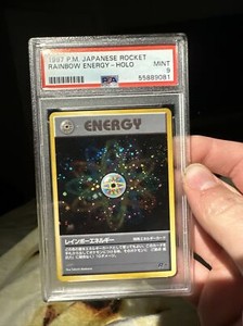 1997 P.M. Pokemon Japanese Rocket Rainbow Energy Rare Holo PSA 9 MINT