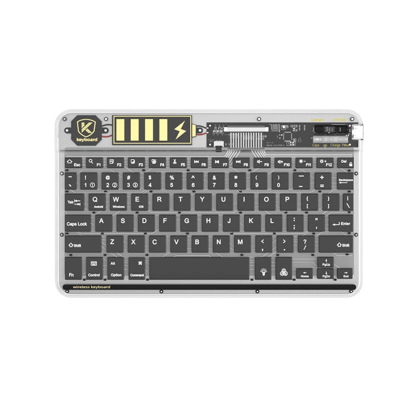 Wireless Bluetooth keyboard Transparent shell Rechargeable Portable ultrathin - Image 2 of 4
