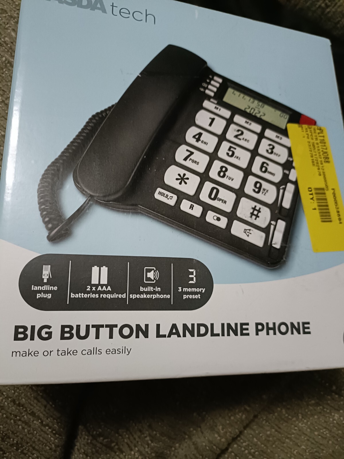 Big Button Landline Telephone from ASDA tech eBay