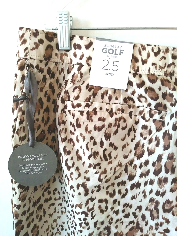 NUEVO PANTALÓN CORTO MUJER CHICO ZENERGY ANIMAL PRINT GOLF CAPRI TALLA 2.5 NUEVO CON ETIQUETAS Foto 4 de 4