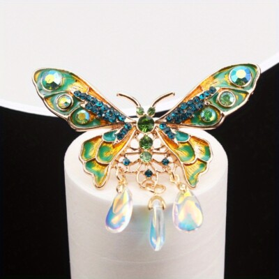 Fashionable Delicate Creative Pendant Set with  Dripping Oil Butterfly Brooch