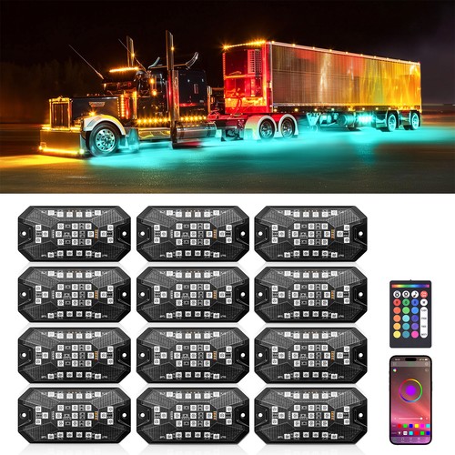 12 Pods 5-Side RGBW Rock Lights Waterproof LED Underglow Lamp for Offroad Truck - Picture 15 of 15