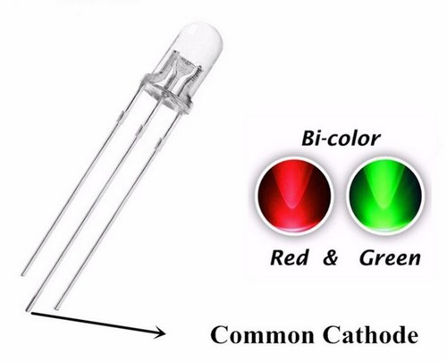 10 x 5mm Bi Colour Red & Green Clear Common Cathode LEDs 3 Pin UK - Picture 3 of 3