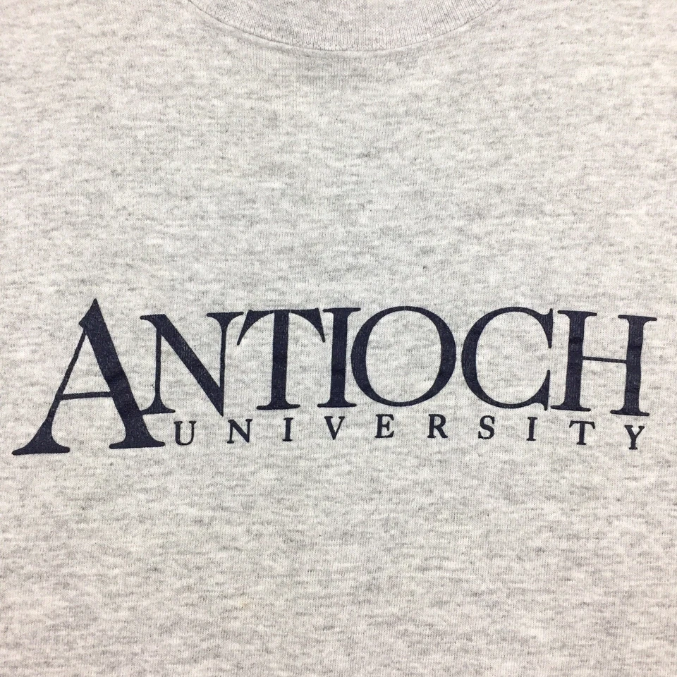 Vtg 90s Antioch University Sweatshirt Crewneck Spell Out Logo Made USA Tultex XL - Image 2 of 4