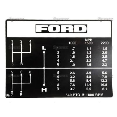 Gear Shift Pattern MPH Decal for Ford Tractor 8-Speed 4000 4100 4600 ...