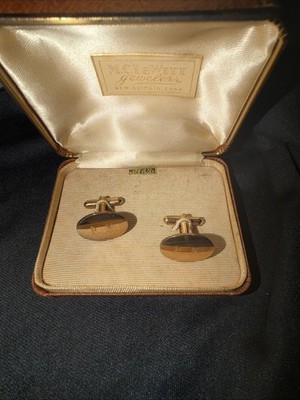 Vintage M.C. LeWitt 1/20 12K Gold Filled Oval Monogram PN Cufflinks in Box