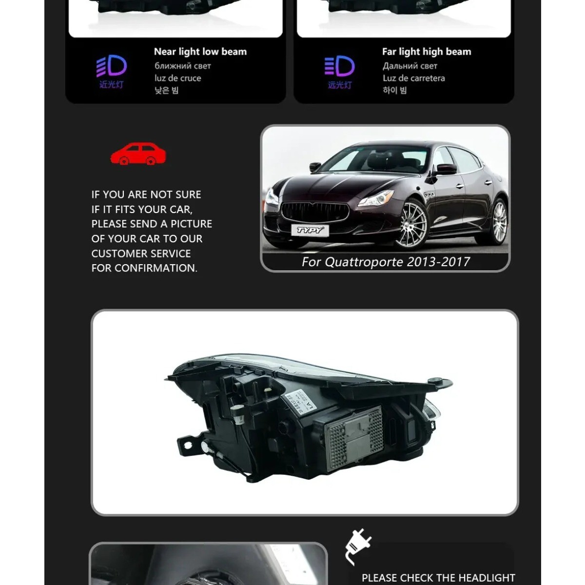 For Maserati Quattroporte 2013-2017 Upgrade DRL Front Lamps LED Headlights