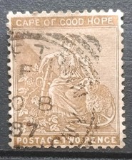 timbre ancien Cape of Good Hope 2 Pence Marron Rare Très Beau 