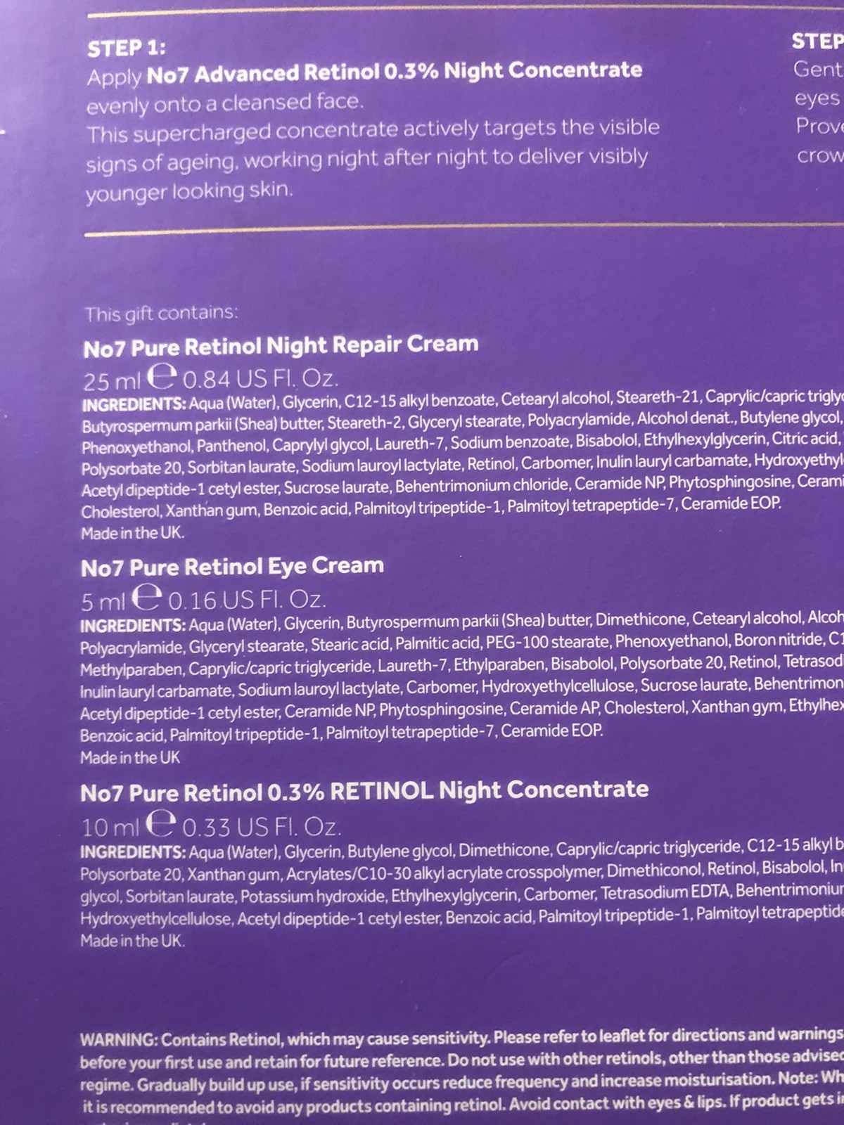 No 7 Retinol Sleep Collection Gift Set -- 3 Treatment Tubes & Velvet Mask & Mist