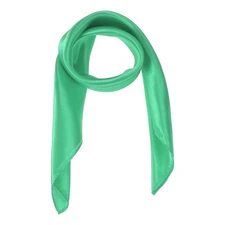 Satin Neck Square Scarf Solid Color Silk Head Scarf, Bright Green