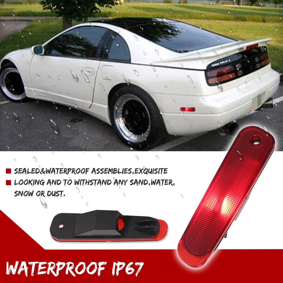 Luces de señalización laterales de parachoques trasero lente roja con bombillas LED para Nissan 300ZX Z32 90-96 Foto 4 de 4