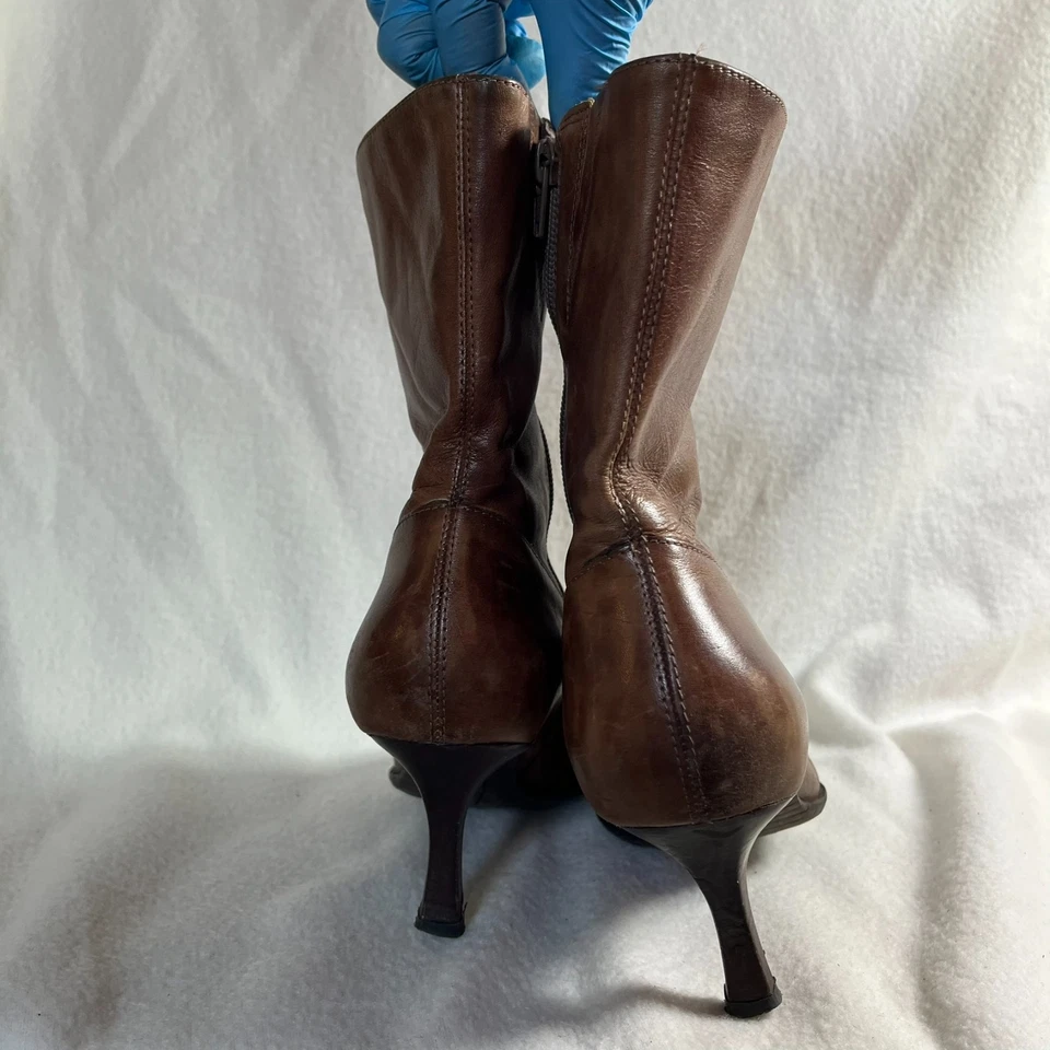 Diba Brown Leather Ankle Boots Pointe Toe US Size 9 - Image 4 of 4
