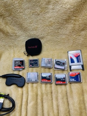 9 Pieces Sandisk/Lexar/Canon CompactFlash Memory Cards W/Card Adapters