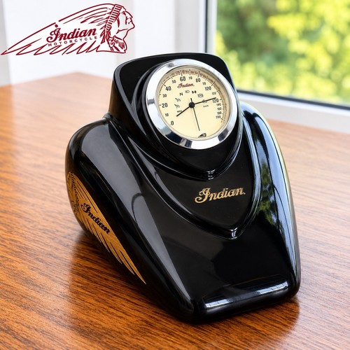 Indian Motorcycle Gas Tank Shaped Desk Clock With Speedometer Dial paper weight