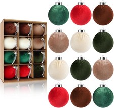 12 Pcs Christmas Tree Ornaments Set - Velvet for Multicolour