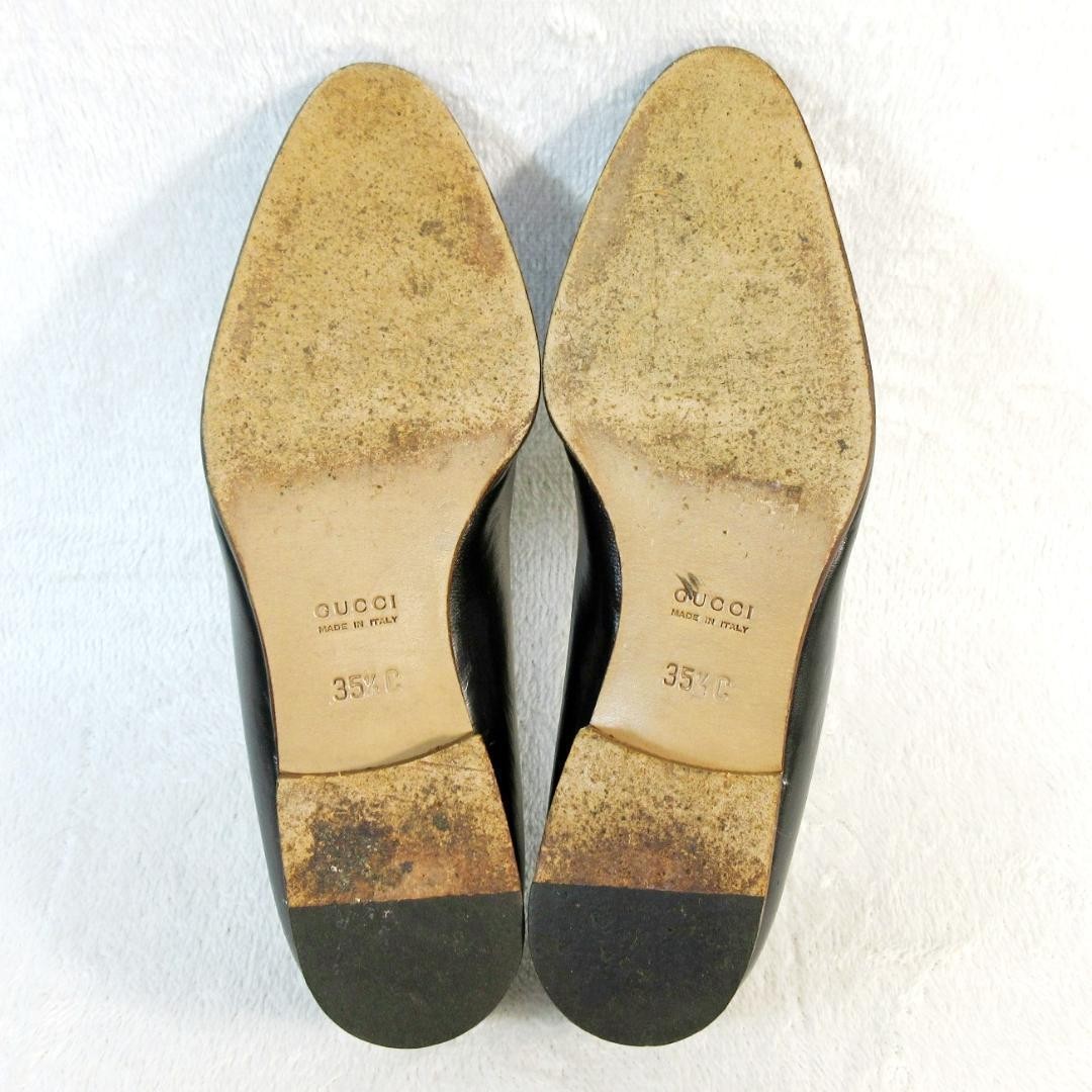 GUCCI Women's Loafers Bamboo Leather Black EU35.5/US5.5 120228c thumbnail 12