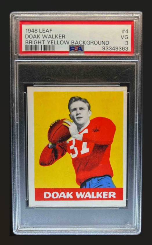 1948 Leaf #4 Doak Walker (RC) (HOF) (PSA 3 VG) Detroit Lions