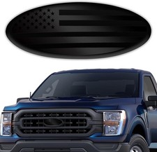 Tailgate Emblem 9 Inch Front Grill Emblem Aluminum Oval Overlay Color Black