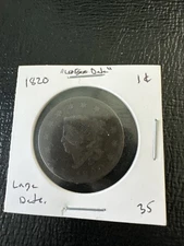 1820 CORONET LARGE CENT LARGE DATE, WORN BUT NICE ORIGINAL APPEARANCE