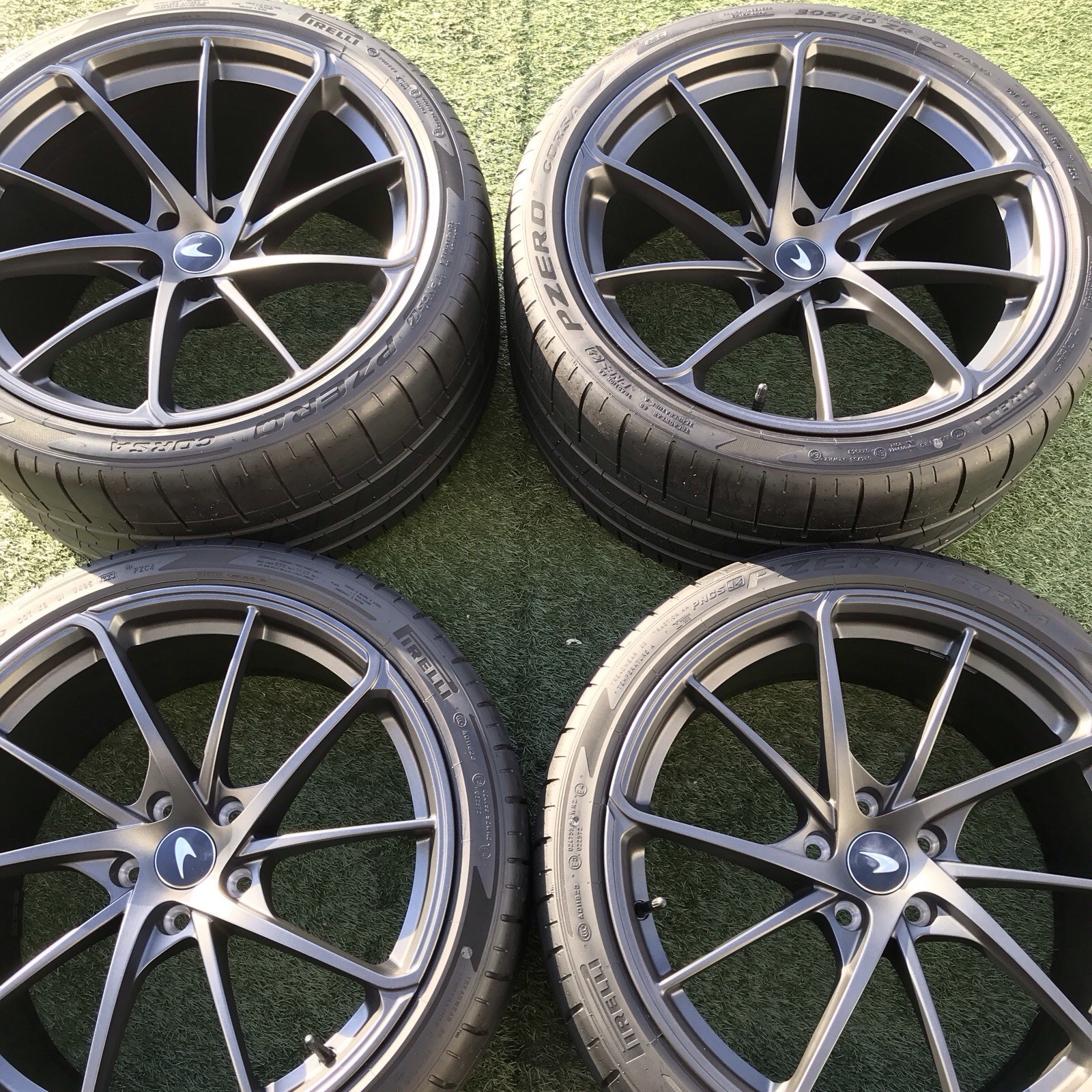 MCLAREN 750S RIMS TIRES TPMS OEM STOCK SET GENUINE 28BA007CP 750 720S
