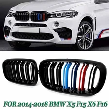 M Color Gloss Black Front Kidney Grille Grill For BMW X5 F15 X6 F16 2014-2018