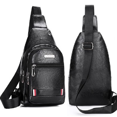 Mens Waterproof Leather Chest Bag Sports Shoulder Crossbody Backpack Travel Gift