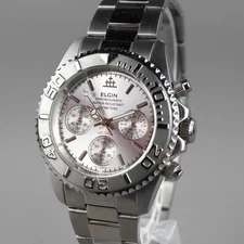 ELGIN Vintage Chronograph Diver FK-1120N-FL Men's 42mm Watch New Battery